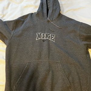 Grey nike hoodie embroidered